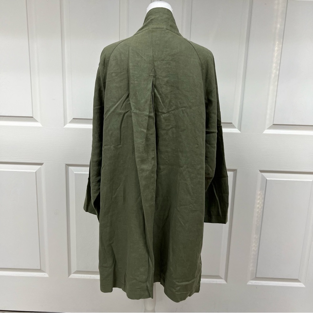 Garnet Hill Relaxed Linen Top Coat Jacket Green Size 16 - Picture 10 of 16